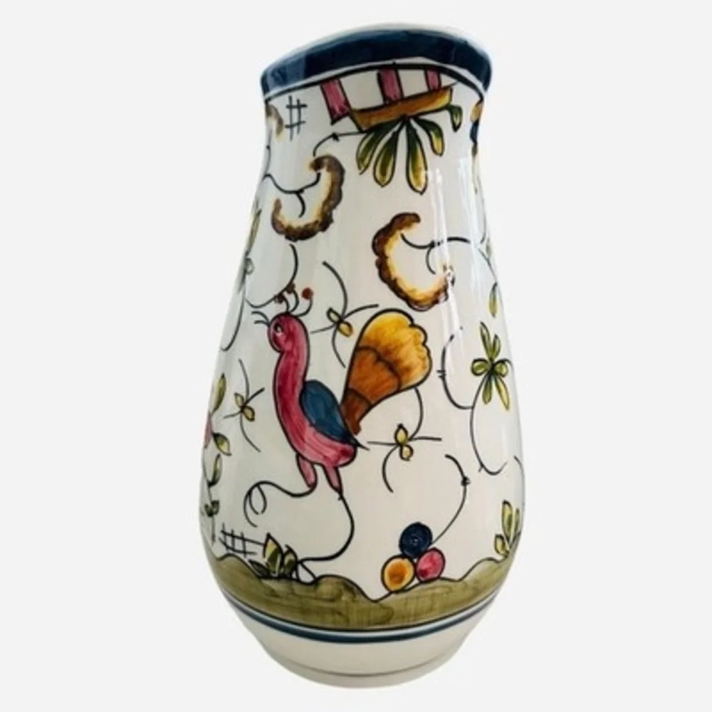 Rare Vintage SUR LA TABLE Farmhouse Ceramic Pitcher Multicolor Glaze Jug 10